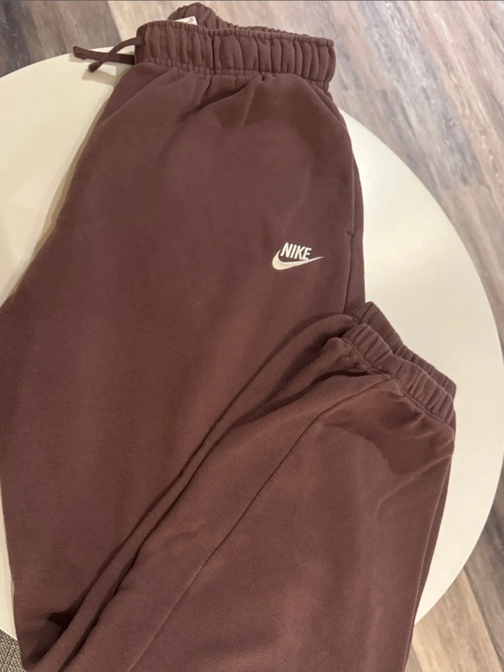 Nike Maroon Track Joggers with White Swoosh